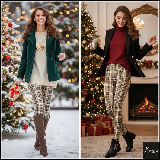 Dense Brown Black Mini Plaid Check レギンス