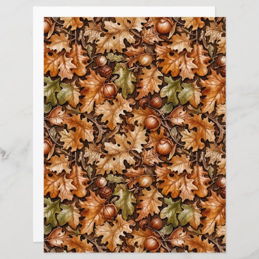 Dense Fall Foliage of Acorns and Oak Leaves Paper (正面/裏面)