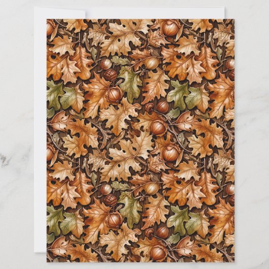 Dense Fall Foliage of Acorns and Oak Leaves Paper (正面)