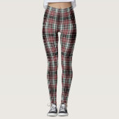 Dense Maroon Black White Tartan Plaid レギンス (正面)