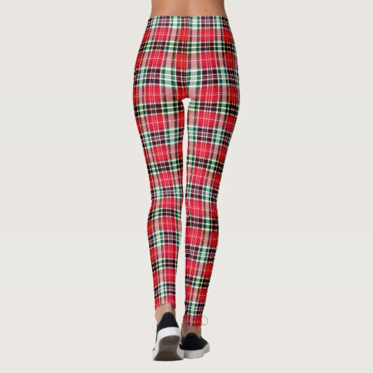 Dense Red Green Holiday Plaid Texture レギンス (裏面)