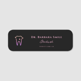 Dental Aesthetic Dentist Minimal Black Pink Tooth 名札