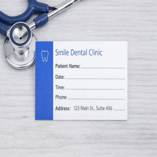 Dental Appointment Cards Dentist Office Blue 予約カード