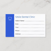 Dental Appointment Cards Dentist Office Blue 予約カード (正面)