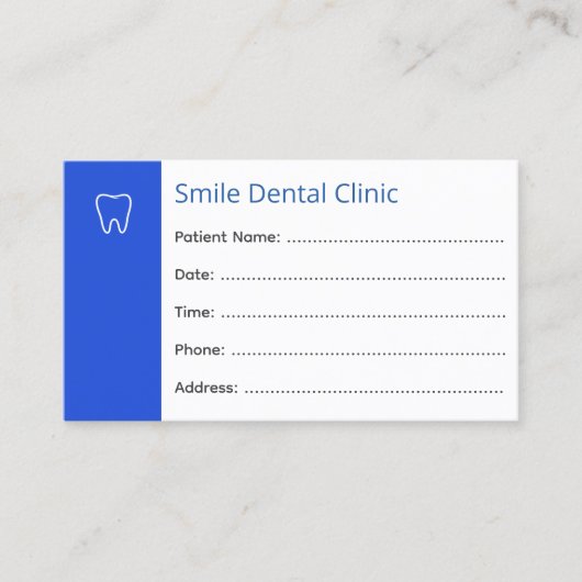 Dental Appointment Cards Dentist Office Blue 予約カード (正面)