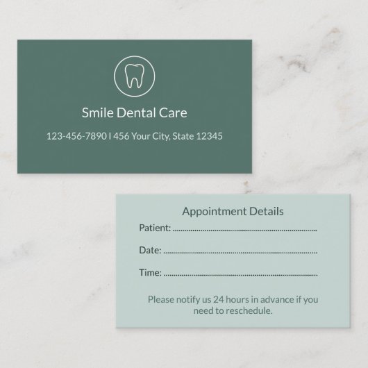 Dental Appointment Reminder Cards for Clinics 予約カード (正面/裏面)