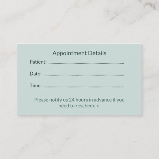 Dental Appointment Reminder Cards for Clinics 予約カード (裏面)