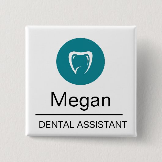 Dental Assistant Custom Tooth Logo 缶バッジ (正面)