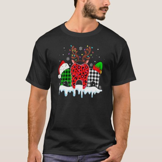 Dental Assistant Merry Christmas Leopard Plaid Too Tシャツ (正面)
