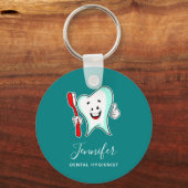 Dental Care Happy Tooth with Toothbrush キーホルダー (正面)