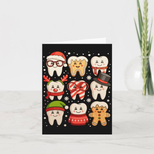 Dental Christmas Cute Teeth Dentist Santa Hat Xmas カード (正面)