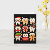 Dental Christmas Cute Teeth Dentist Santa Hat Xmas カード (黄色い花)