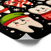 Dental Christmas Cute Teeth Dentist Santa Hat Xmas ポスター (角)
