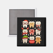 Dental Christmas Cute Teeth Dentist Santa Hat Xmas マグネット (正面/裏面)