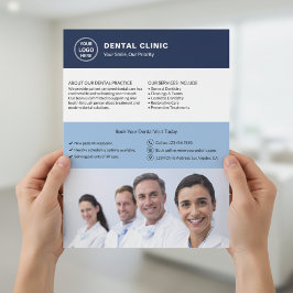 Dental Clinic Custom Logo Photo QR チラシ