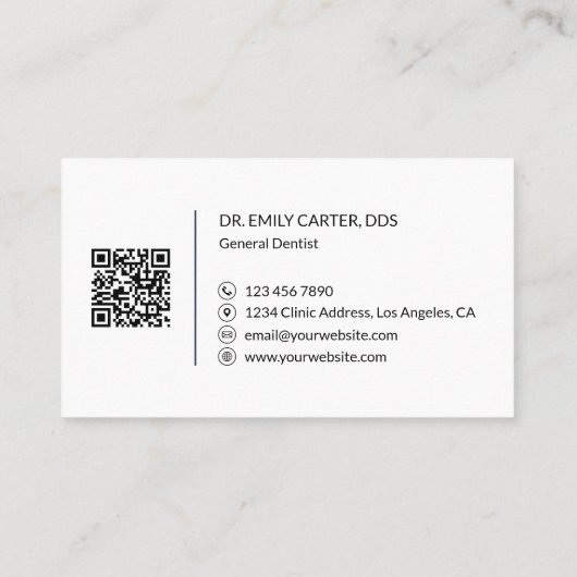 Dental Clinic Dentist Custom Logo QR Code 名刺 (裏面)