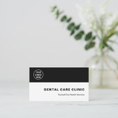 Dental Clinic Dentist Custom Logo QR Code Black 名刺 (スタンド正面)