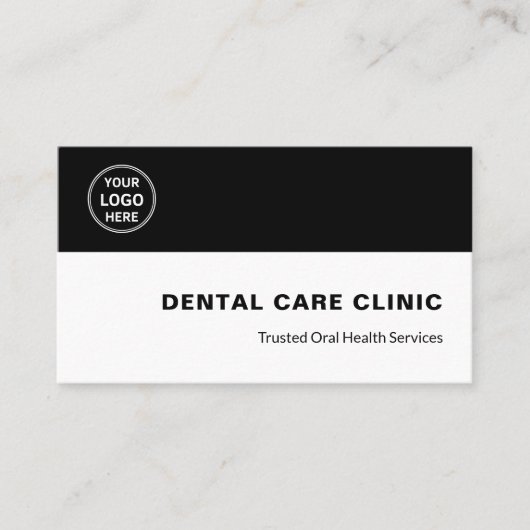 Dental Clinic Dentist Custom Logo QR Code Black 名刺 (正面)