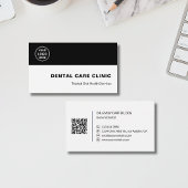 Dental Clinic Dentist Custom Logo QR Code Black 名刺