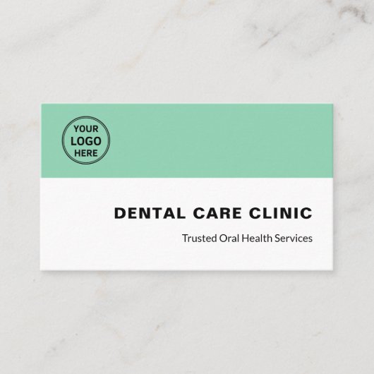 Dental Clinic Dentist Logo QR Code Soft Green 名刺 (正面)