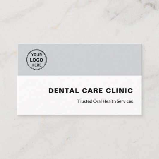 Dental Clinic Dentist Professional Logo QR Gray 名刺 (正面)