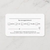 Dental Clinic Visit Reminder Appointment 名刺 (裏面)