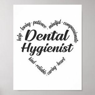 Dental Hygienist Heart Word Cloud ポスター