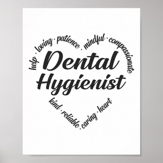 Dental Hygienist Heart Word Cloud ポスター (正面)