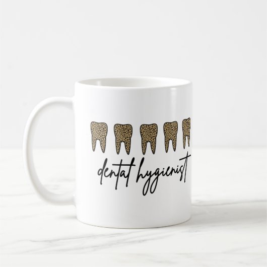 Dental Hygienist | RDH Dentist Cheetah print gifts コーヒーマグカップ (左)