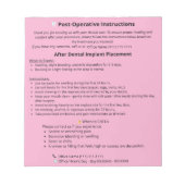  Dental Post Op Instructions Notepad (Implant) ノートパッド (正面)