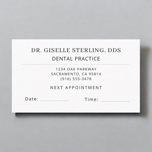 Dental Practice Dentist Office Appointment Card 予約カード