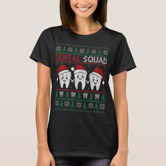 Dental Squad Christmas：歯を白くする贈り物 Tシャツ (正面)