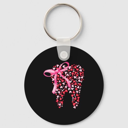 Dental Squad Valentines Cute Heart Teeth Dental Hy キーホルダー (正面)