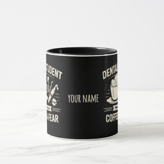 Dental Student Mug – Powered by Coffee & Fear マグカップ (中央)