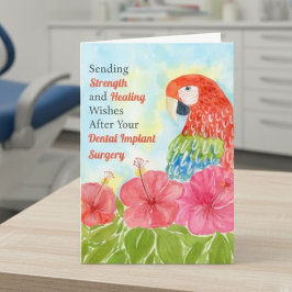 Dental Surgery Healing Scarlet Macaws, Hibiscus カード