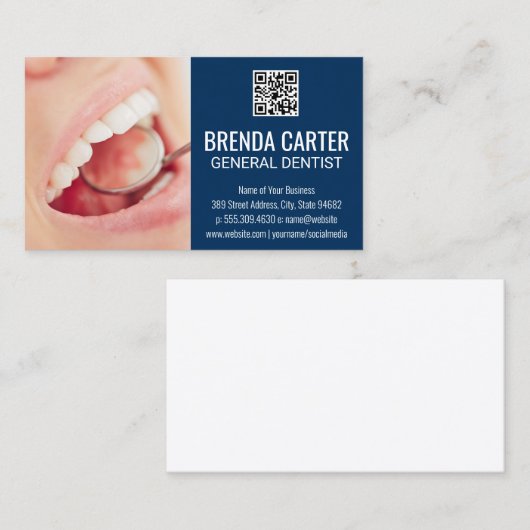 Dental Teeth Cleaning | QR Scan Code 名刺 (正面/裏面)