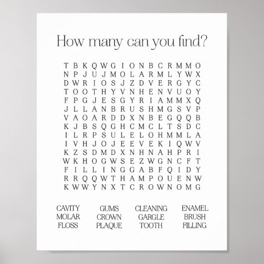 Dental Word Search ポスター (正面)