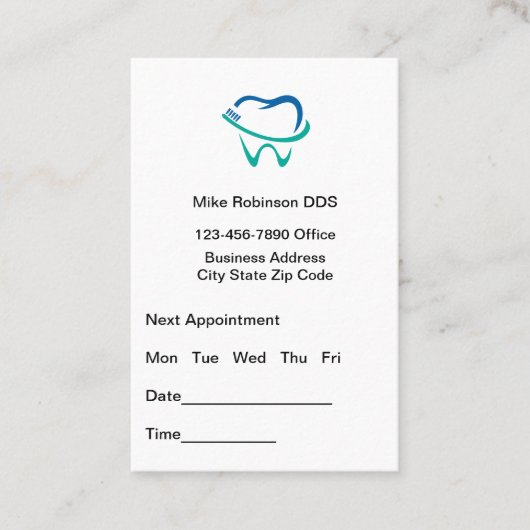 Dentist Appointment And Tooth Chart Busines 名刺 (正面)