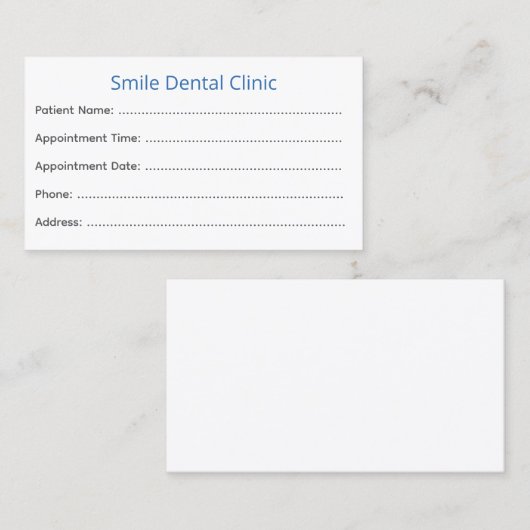 Dentist Appointment Cards Patient Reminder 予約カード (正面/裏面)