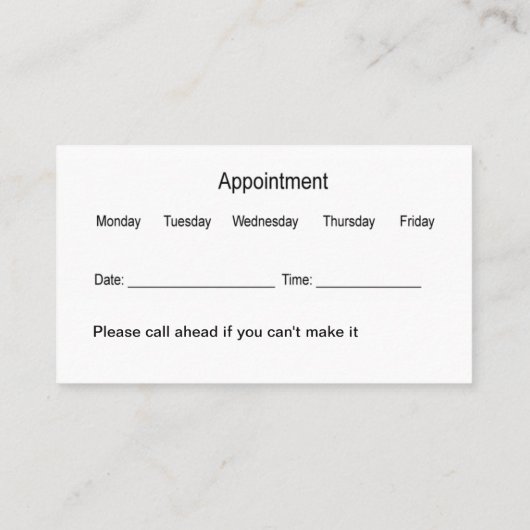 Dentist Appointment Two Side Business Cards 名刺 (裏面)