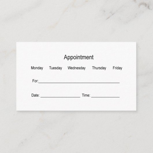 Dentist Business Cards 予約カード (裏面)