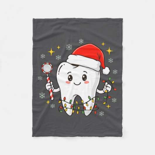 Dentist Christmas Teeth Xmas Lights Funny Dental S フリースブランケット (正面)