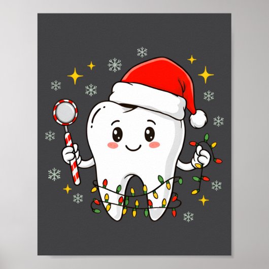 Dentist Christmas Teeth Xmas Lights Funny Dental S ポスター (正面)