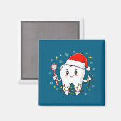 Dentist Christmas Teeth Xmas Lights Funny Dental S マグネット (正面/裏面)