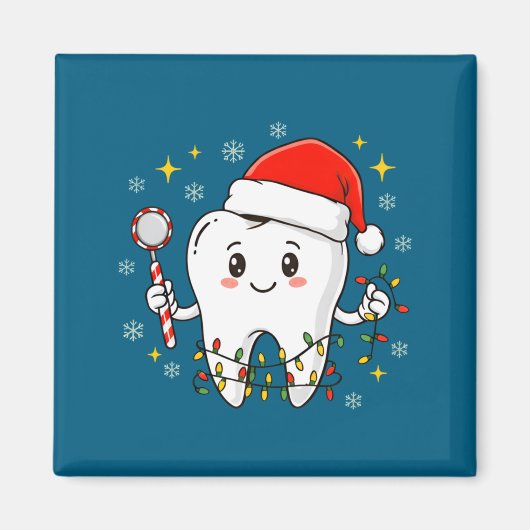 Dentist Christmas Teeth Xmas Lights Funny Dental S マグネット (正面)