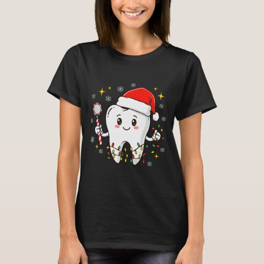 Dentist Christmas Teeth Xmas Lights Funny Dental S Tシャツ (正面)