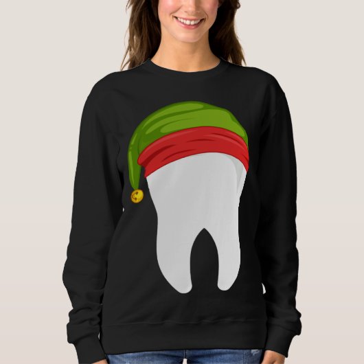 Dentist Christmas tooth Dental with Elf hat スウェットシャツ (正面)