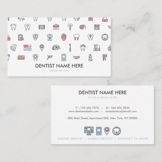 Dentist dental clinic icons teeth 名刺 (正面/裏面)
