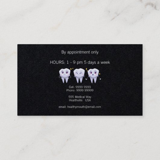 Dentist Dental Hygienist Cleaner 名刺 (裏面)