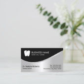 Dentist Modern Tooth Logo Silver Dental Care 予約カード (スタンド正面)
